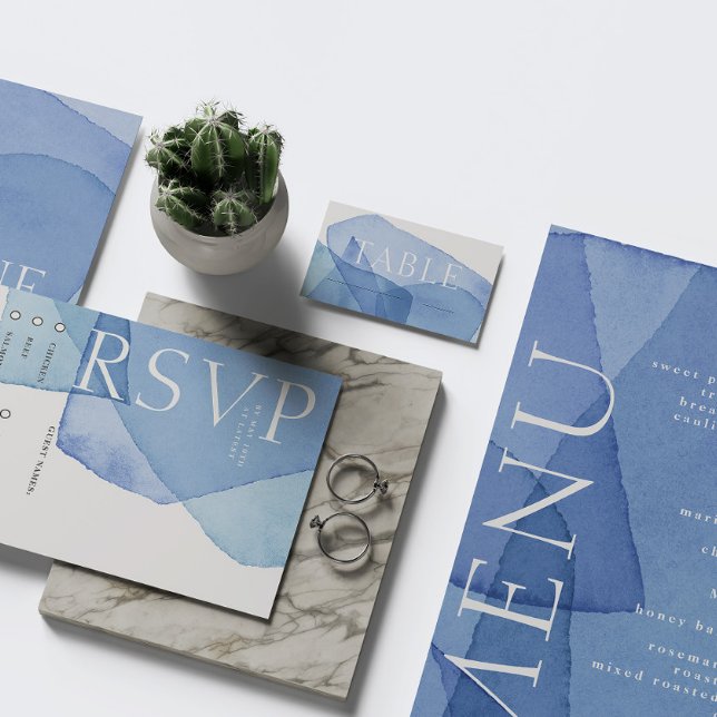 Modern Watercolor Shapes Wedding Place Card (Creator Uploaded)