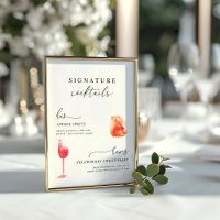 Modern Watercolor Signature Drinks Wedding Menu