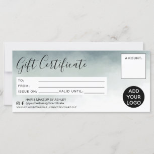 Modern watercolor simple gift certificate logo