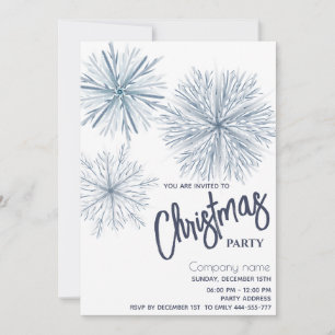 Modern  watercolor snowflake Christmas party Invitation