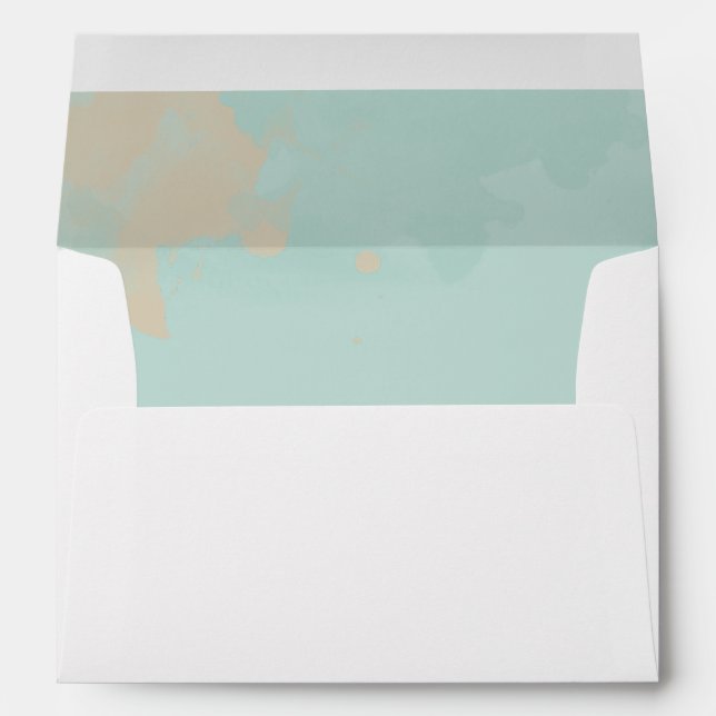 Modern Watercolor Splashes Wedding  Envelope (Back (Bottom))