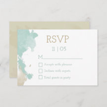 Modern Watercolor Splashes Wedding RSVP