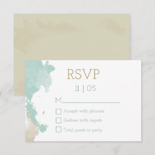 Modern Watercolor Splashes Wedding RSVP Card