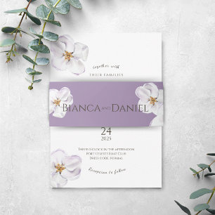 modern watercolor spring blossom collection invitation belly band