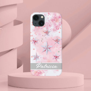 Modern Watercolor Stars Pink iPhone 13 Case