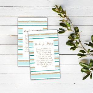 Modern Watercolor Stripe Books For Baby Shower Enclosure Card