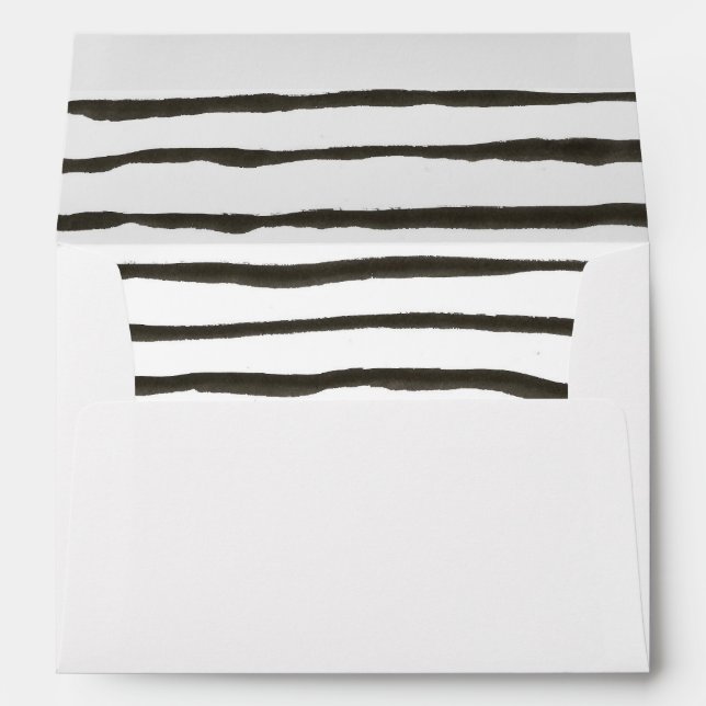 modern watercolor stripe zebra black white ink envelopes (Back (Bottom))