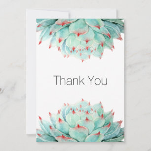 Modern Watercolor Succulents Thank You Card