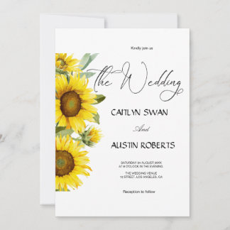 Modern Watercolor Sunflower Invitation