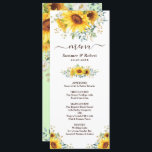 Modern Watercolor Sunflower Wedding Menu Card<br><div class="desc">This classy wedding menu card will surely brighten up your wedding day. The design features beautiful watercolor sunflowers and lush greenery complimented with modern and stylish lettering. Use the text fields to personalise the menu with your own wording and details. The background colour of the card is set to white,...</div>