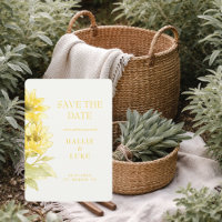 Modern Watercolor Sunny Sunflower Wedding Save Dat