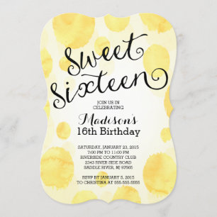 Modern Watercolor Sweet Sixteen Birthday Party Invitation
