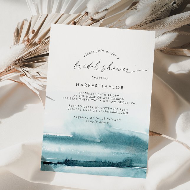 Modern Watercolor | Teal Bridal Shower Invitation (Creator Uploaded)