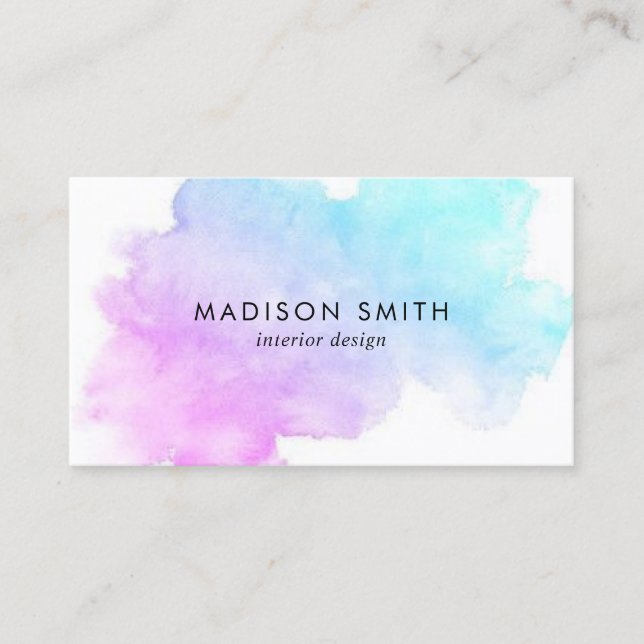 Modern Watercolor | Teal Business Card (Front)
