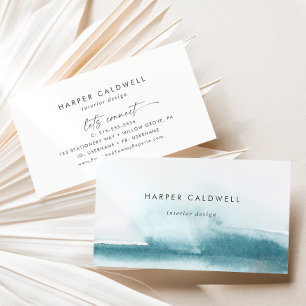 Modern Watercolor   Teal Business Card