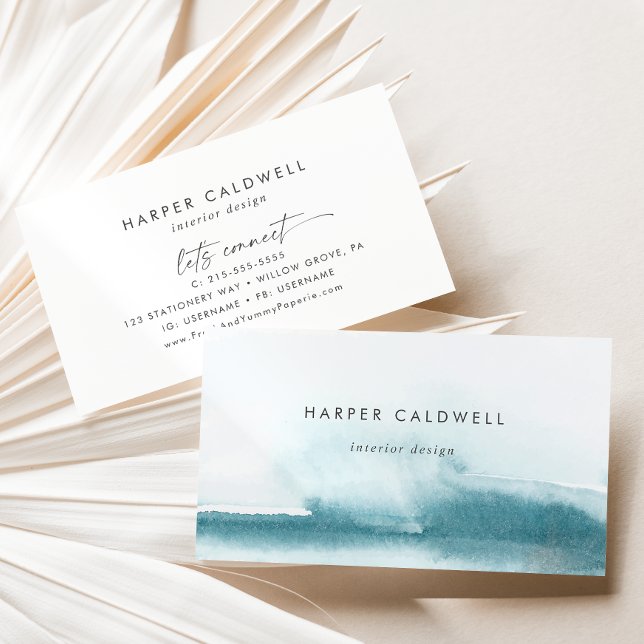 Modern Watercolor | Teal Business Card (Creator Uploaded)