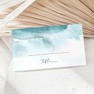 Modern Watercolor   Teal Flat Wedding Place Card