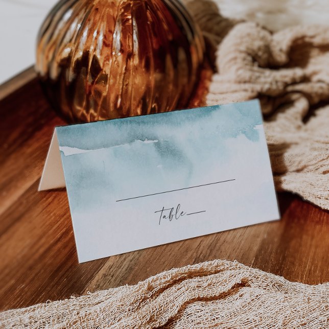 Modern Watercolor | Teal Folded Wedding Place Card (Creator Uploaded)