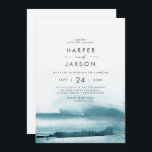 Modern Watercolor | Teal Front and Back Wedding Invitation<br><div class="desc">This modern watercolor teal front and back wedding invitation is perfect for a stylish contemporary wedding. The minimalist,  classic and elegant design collection features simple water colour paint brush strokes in pretty jewel tones. Include the RSVP info as well if your guest will be replying electronically (optional).</div>