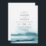 Modern Watercolor | Teal Front and Back Wedding Invitation<br><div class="desc">This modern watercolor teal front and back wedding invitation is perfect for a stylish contemporary wedding. The minimalist,  classic and elegant design collection features simple water colour paint brush strokes in pretty jewel tones. Include the RSVP info as well if your guest will be replying electronically (optional).</div>