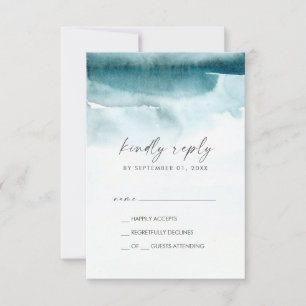 Modern Watercolor   Teal Simple RSVP Card