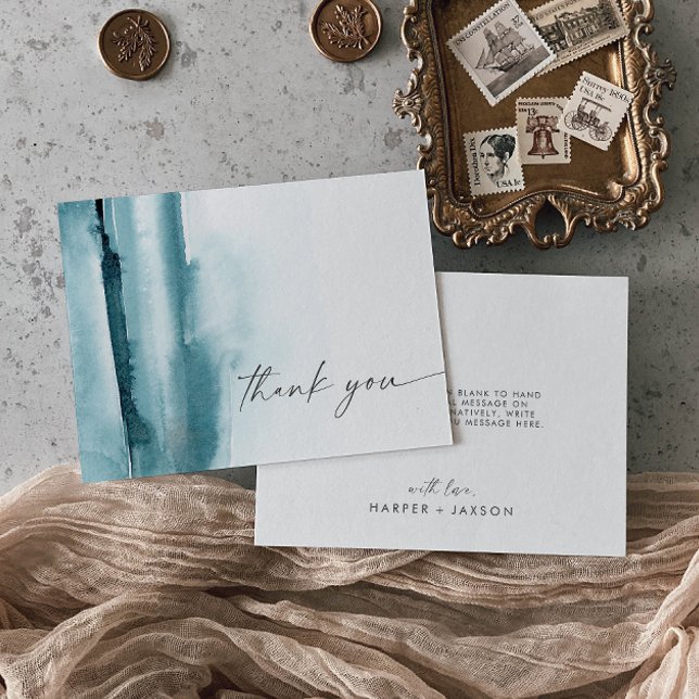 Modern Watercolor | Teal Thank You Card (Creator Uploaded)