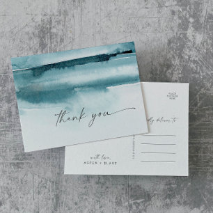 Modern Watercolor   Teal Thank You Postcard