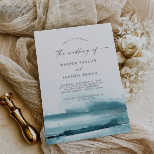 Modern Watercolor Teal The Wedding Of Invitation
