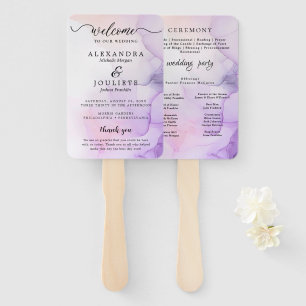 Modern Watercolor   Teal Wedding Program Hand Fan