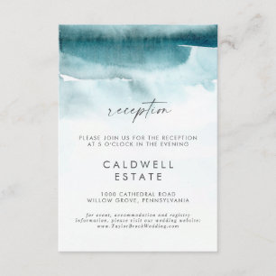 Modern Watercolor   Teal Wedding Reception Enclosure Card