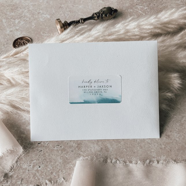 Modern Watercolor Teal Wedding RSVP Address Label (Creator Uploaded)