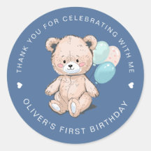 Modern Watercolor Teddy Bear Birthday