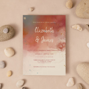 Modern Watercolor Terracotta Desert Boho Wedding Invitation