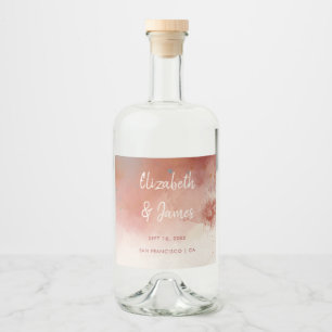 Modern Watercolor Terracotta Desert Boho Wedding Liquor Bottle Label