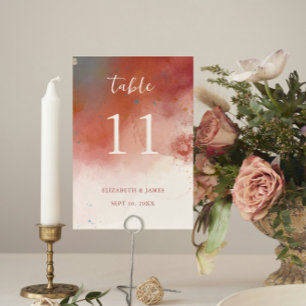 Modern Watercolor Terracotta Desert Boho Wedding Table Number