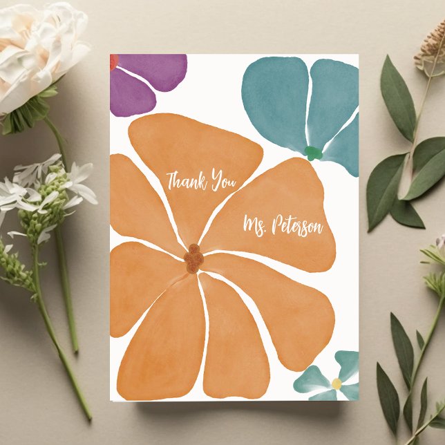 Modern Watercolor Thank You Teacher Card (Creator Uploaded)