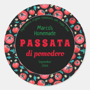 Modern watercolor tomato sauce food label