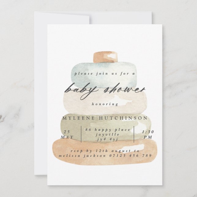 Modern Watercolor Toy Baby Shower Invitation (Front)