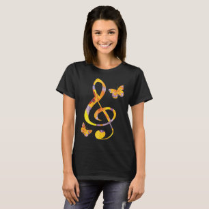 Modern watercolor treble clef and butterflies T-Shirt