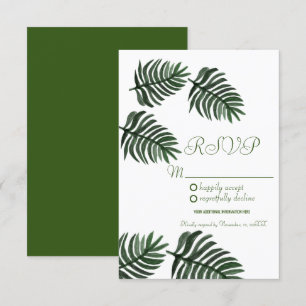 Modern Watercolor Tropical Botany Palm Leaves RSVP Invitation