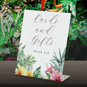 Modern Watercolor Tropical Flowers Cards And Gifts Pedestal Sign