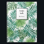Modern watercolor tropical leaves personalised notebook<br><div class="desc">Modern watercolor tropical leaves personalised notebook.
You can easily change the text.</div>