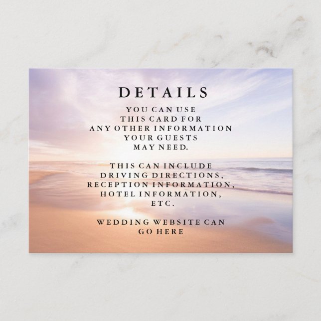 Modern Watercolor Tropical sun Wedding Information Enclosure Card (Front)