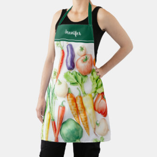 Modern watercolor vegetables pattern personalized apron