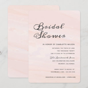 Modern Watercolor Wash Bridal Shower Blush Invitation