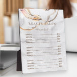 Modern watercolor washed grey salon price list plaque<br><div class="desc">Copper gold and blush abstract hand painted shapes on a light grey washed watercolor background making a modern sophisticated salon price list plaque with modern minimal typography script. Easy to personalise with your details! Ideal for makeup artists, cosmetologists, personal stylists, hairstylists, beauty specialists, nail technicians, interior designers, lifestyle bloggers, boutique...</div>