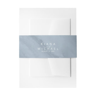 Modern Watercolor Wedding Dusty Blue ID816 Invitation Belly Band