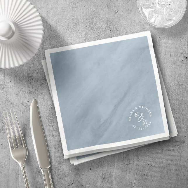 Modern Watercolor Wedding Dusty Blue ID816 Napkin (Creator Uploaded)
