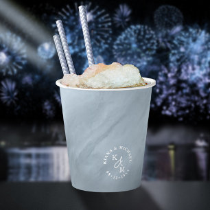 Modern Watercolor Wedding Dusty Blue ID816 Paper Cups