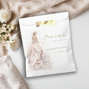 Modern Watercolor Wedding Gown Bridal Shower Favour Bags